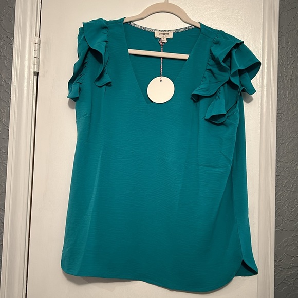 Blue Ruffle Top - Picture 4 of 5